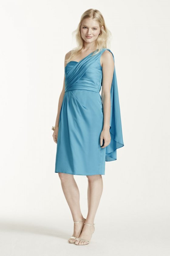 Short One Shoulder Matte Charmeuse Dress Style W10302
