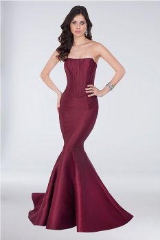 Paneled Mikado Strapless Mermaid Gown 1622E1561