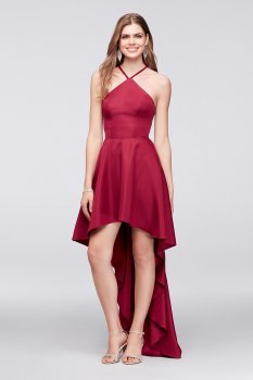 Sexy Halter Neck Long High-low X36211DQG4 Homecoming Dress with Strappy Back