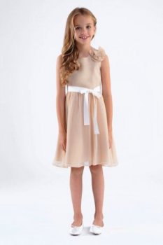 Crinkle New Style 107UA Chiffon Girls Dress with Removable Flower US Angels