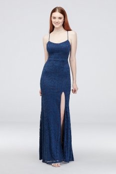 Lace Spaghetti Strap Sheath Gown with Tie Back Choon 3859994