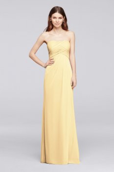 Strapless F19326 Style Long Bridesmaid Dress with Pleats