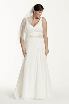 Extra Length Chiffon A-Line Gown with Beaded Waist Style 4XL9V3677