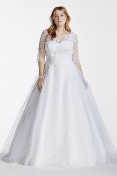 Extra Length Tulle Ball Gown with Illusion Bodice Style 4XL9WG3742