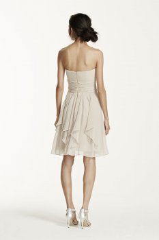 Strapless Chiffon Dress with Layered Skirt Style F14169