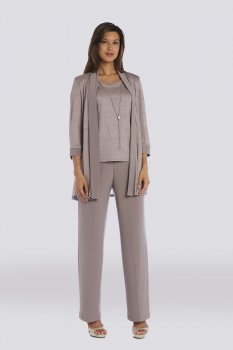 2018 New Style Textured Metallic Mock Three-Piece Pantsuit 1782D