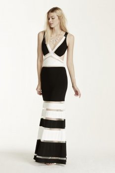 All Over Illusion Band Jersey Dress Style AL3132DB