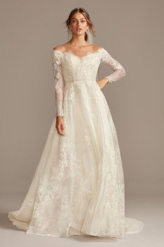 Long Sleeves Illusion Neck Long Sleeves CWG853 Style Wedding Dress