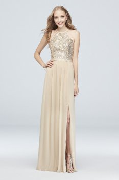 Sequin and Mesh Open-Back Bridesmaid Dress 4XLF19608S