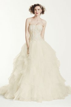 Petite Organza Ruffle Skirt Wedding Dress Style 7CWG568