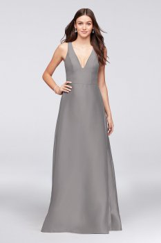 Sexy V-Neck F19734 Style Bridesmaid Dress with Side Pleats
