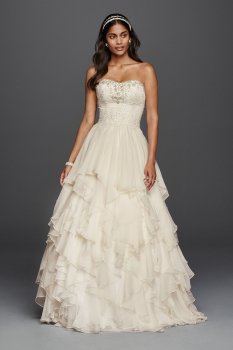 Limited Fashion Strapless Sweetheart Nekline Long Ruffled Chiffon Bridal Dress Style CWG732