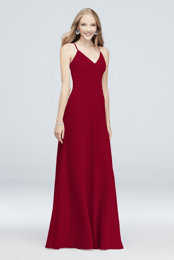 Chiffon V-Neck Spaghetti Strap Bridesmaid Dress F19935