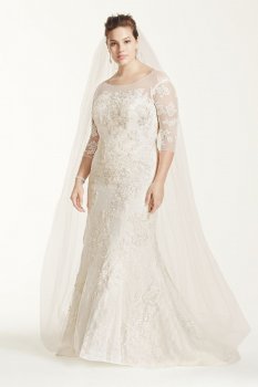 Extra Length 3/4 Sleeve Lace Trumpet Wedding Dress Style 4XL8CWG638