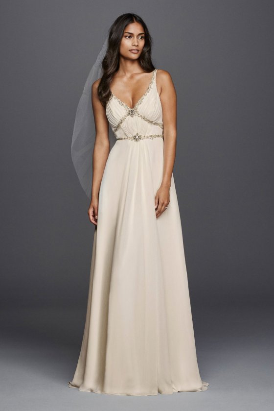 New Fashion JP341612 Style Tank V Neck Long Beads Embellished Bridal Gown