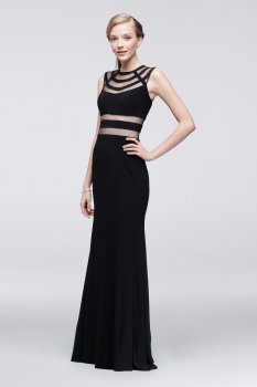 Illusion Cutouts Embellished Long Sexy A18522 Jersey Prom Gowns