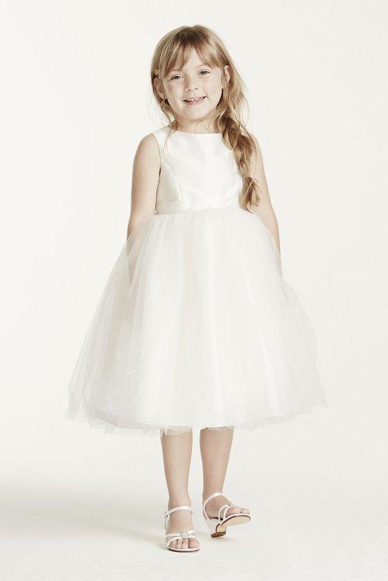 Flower Girl Dress with Tulle and Ribbon Waist OP218