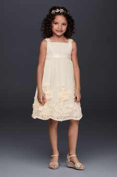 New Style OP238 Tulle Flower Girl Dress with 3D Flowers