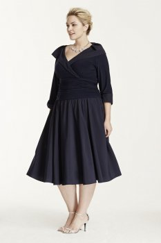 3/4 Sleeve Portrait Collar Jersey Dress Style JH3W3355