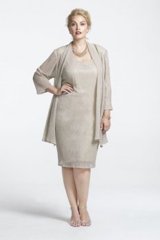 Long Sleeve Crinkle Knit Jacket Dress Style 5191W