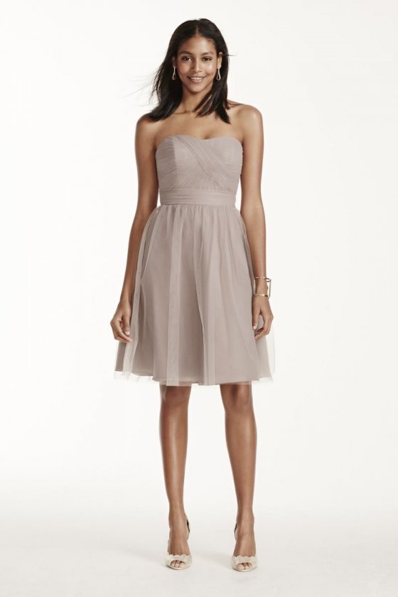 Short Strapless Tulle Dress with Full Skirt Style F17015