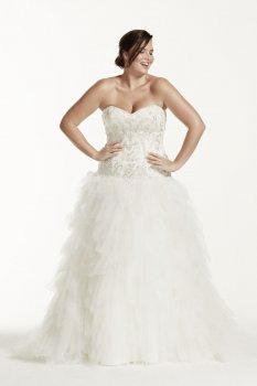 Strapless Tulle Ball Gown with Ruffled Skirt Style 9V3665