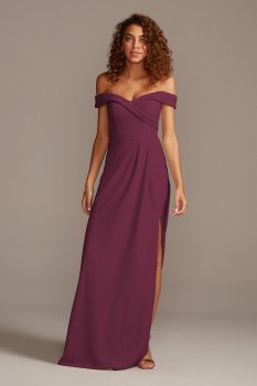 Sexy Off the Shoulder Long Stretch Crepe Bridesmaid Dress Style F20106