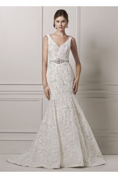 Lace and Deep V Wedding Dress Style CWG621