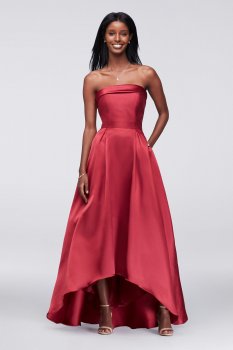 Modern Strapless High Low 205X Style Satin Ball Gown