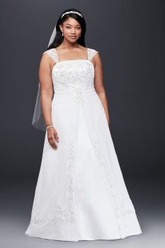 Plus Size A-Line Wedding Dress with Cap Sleeves Style 9V9010