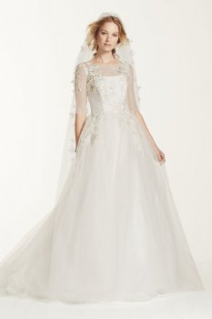 3/4 Illusion Neckline Ball Gown with Embellishment Style MK3723