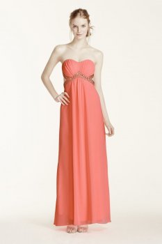 Strapless Ruched Bodice Open Back Dress Style 11954