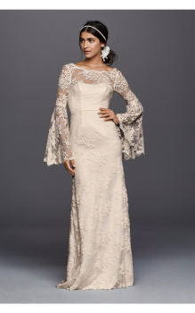 Unique Limted Edititon Vintage All-over Lace Sheath Wedding Dress with Open Back Style KP3781
