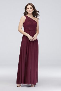 Micro-Pleated Mesh One-Shoulder Bridesmaid Dress Reverie W60042