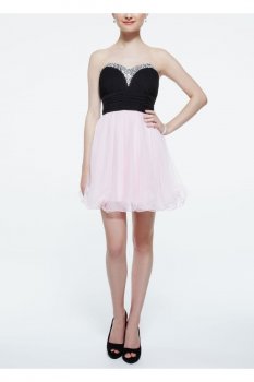 Strapless Jersey Bodice and Tulle Skirt Dress Style 54398