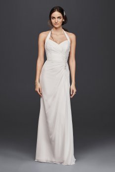 Lace Appliqued Long Halter Sheath OP1270 Style Wedding Dress