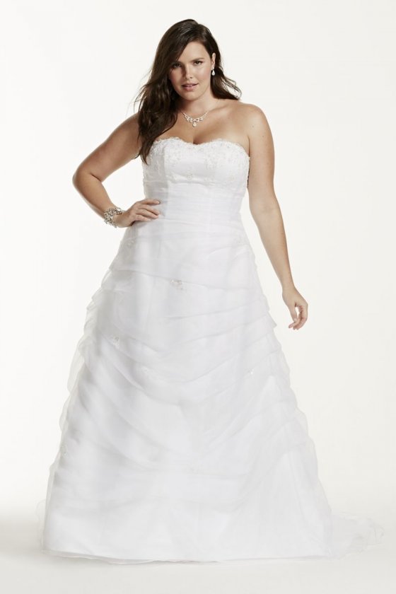 Organza Draped Pick-up with Beaded Lace Empire Style 9L9479