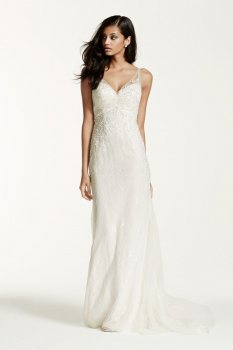 Lace Sheath Gown with V Neckline Style SWG675