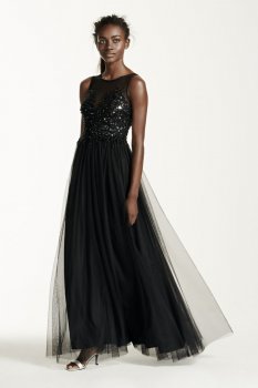 Sleeveless Beaded Illusion Bodice Ball Gown Style XS6741