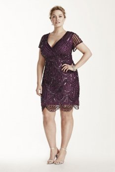 Short Mesh Dress with All Over Sequins Style 290560I