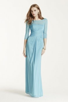 Long Mesh Dress with Illusion Sleeves Style F15757