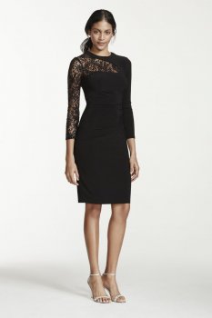 Long Sleeve Jersey Dress with lace Sleeve Style XS6676