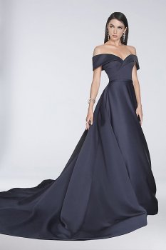 Off-the-Shoulder Satin Ball Gown with Train 1812E6276