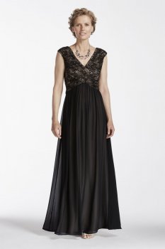 Long Chiffon Gown with Embellished Sequin Bodice Style AWKOJ57