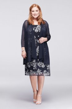 Plus Size Lace Embroidered Jacket Dress Style 1196DW