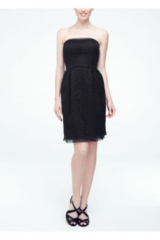 Short Strapless Contrast Corded Lace Dress Style W10184