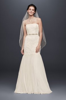 Strapless Lace Trumpet with Tulle Skirt Style KP3765