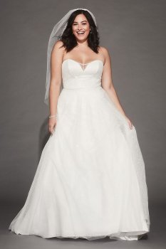 Plum Size A-line Strapless Sweetheart Neckline 9WG3961 Tulle Bridal Dress