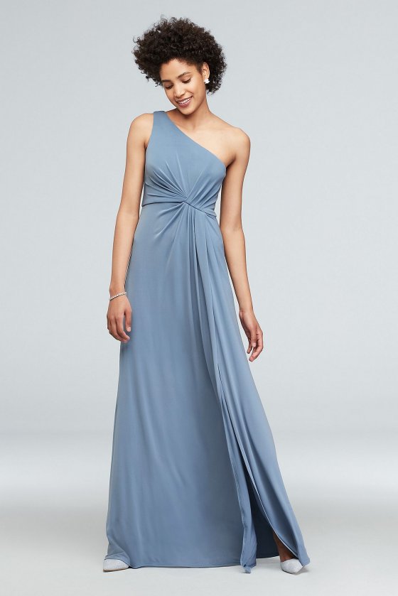 Modern New Coming One Shoulder Long A-line DS270007 Jersey Dress with Knot Waist