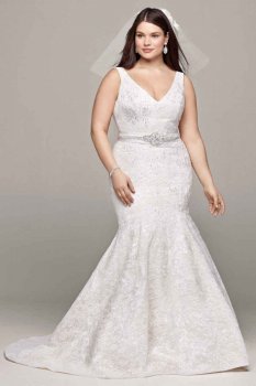 Lace and Deep V Wedding Dress Style 8CWG621
